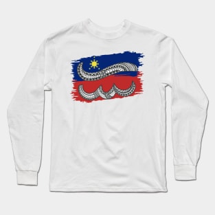 Philippine Flag Tribal line Art / Baybayin Letter E / I Long Sleeve T-Shirt